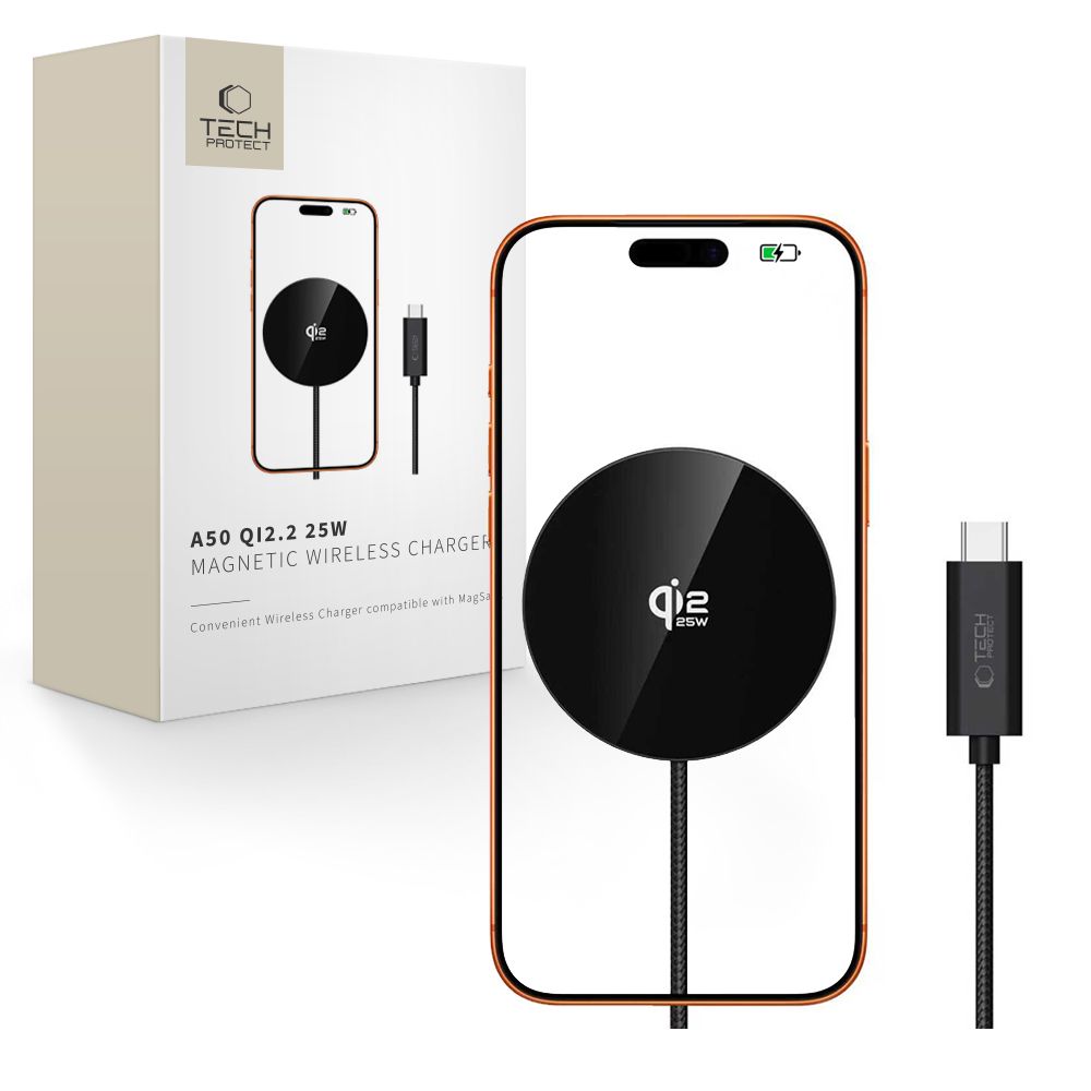 Tech-protect A50 MagSafe 25W QI2.2 belaidis įkroviklis - juoda -- Cell phone chargers