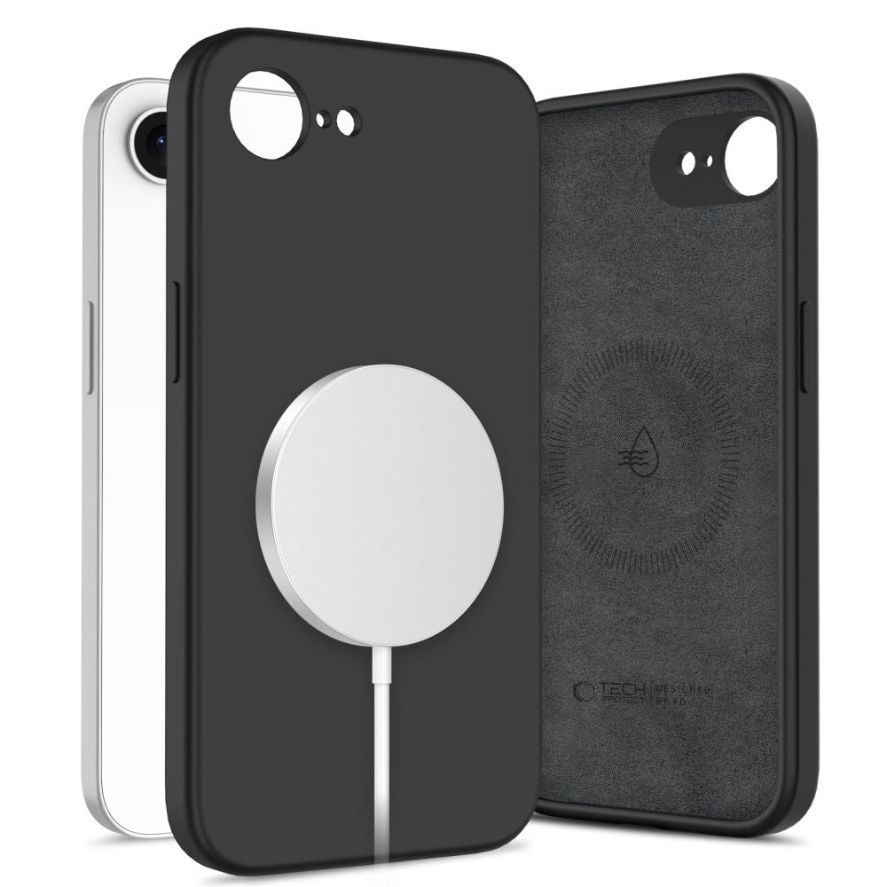 Tech-protect silicone MagSafe dėklas skirtas iPhone 16e / 17e - Black -- iPhone 16e / iPhone 17e