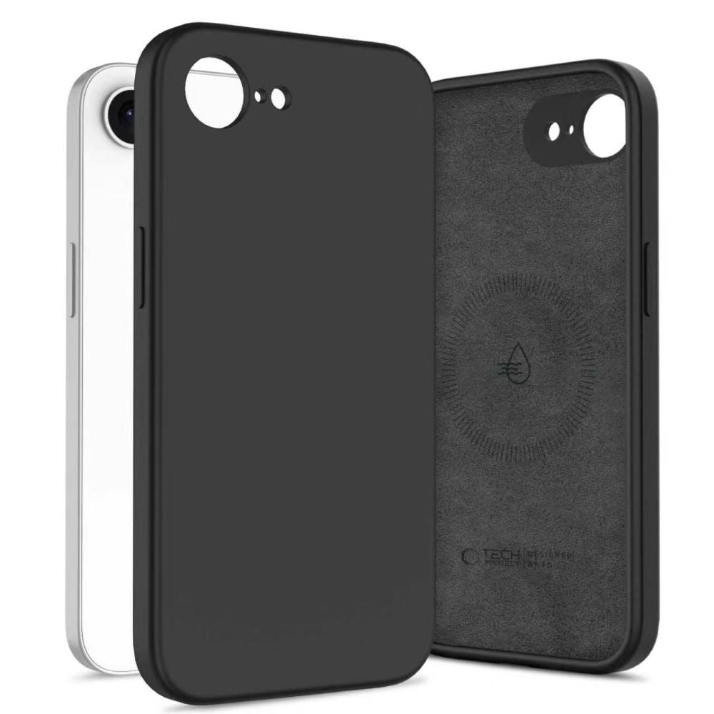 Tech-protect silicone MagSafe dėklas skirtas iPhone 16e / 17e - Black -- iPhone 16e / iPhone 17e