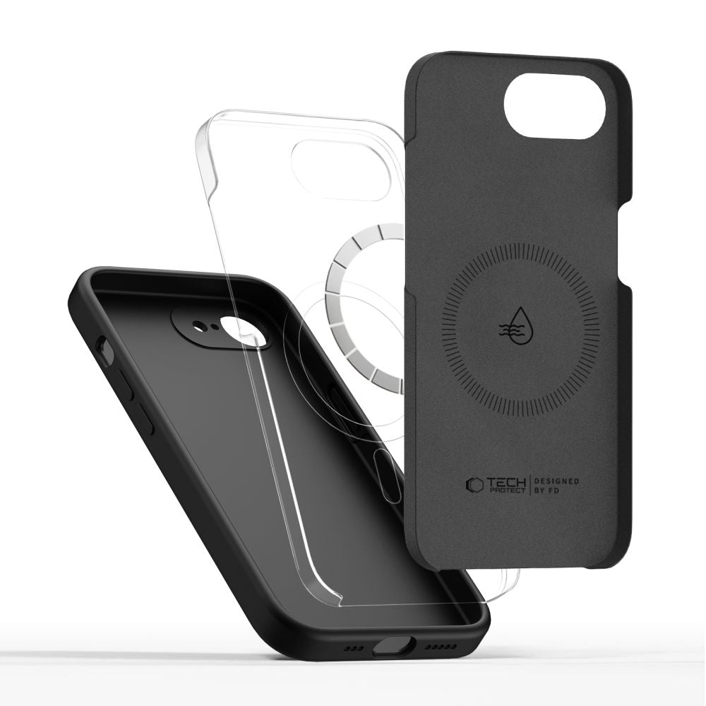 Tech-protect silicone MagSafe dėklas skirtas iPhone 16e / 17e - Black -- iPhone 16e / iPhone 17e