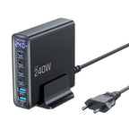 Tech-protect DC240W-gan charging station 6 ports 4 x USB-c 2 x USB-a 240W QC3.0 - juoda -- Cell phone chargers