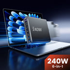 Tech-protect DC240W-gan charging station 6 ports 4 x USB-c 2 x USB-a 240W QC3.0 - juoda -- Cell phone chargers