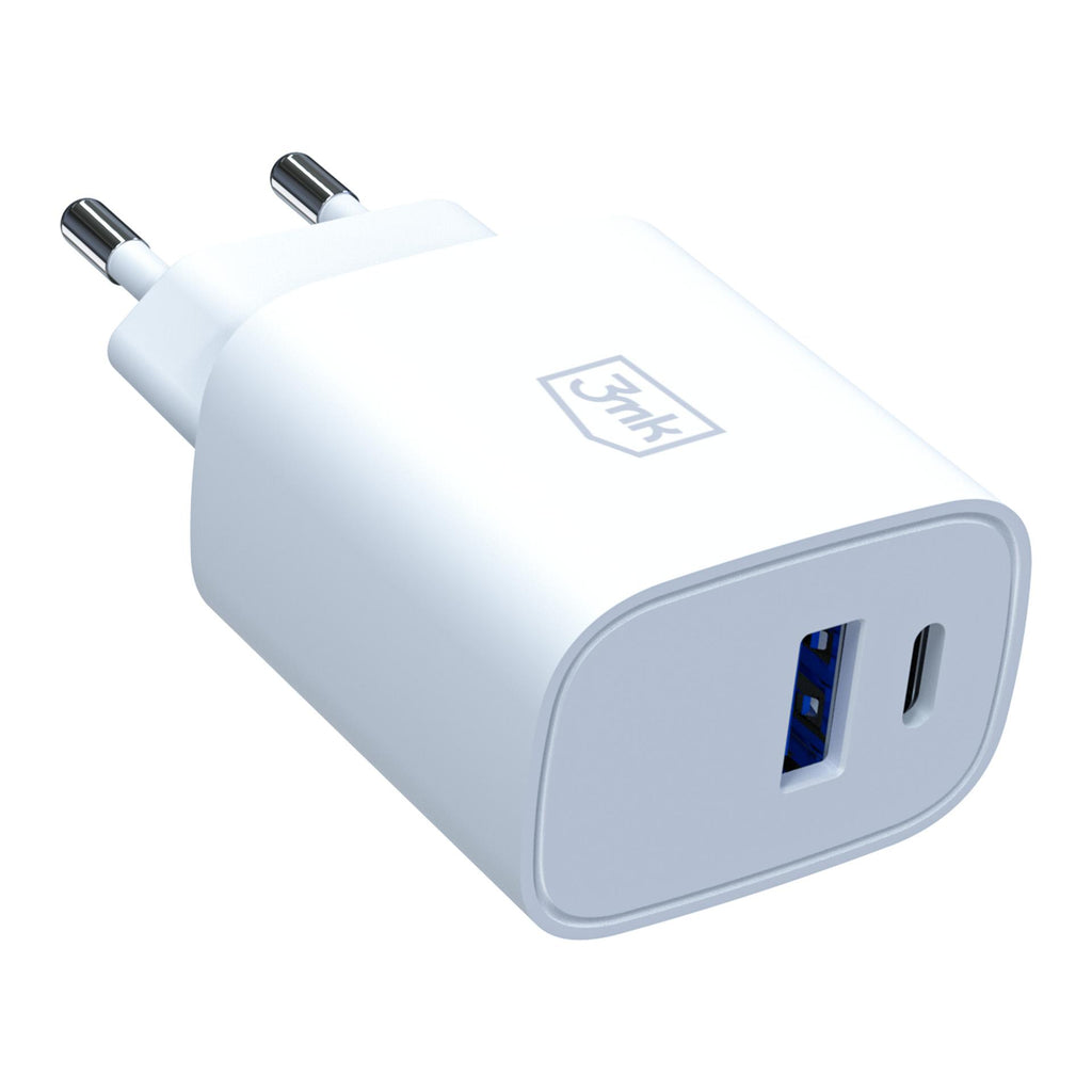 3mk FlowPower 25W 1A1C PD QC4+ sieninis įkroviklis - Baltas -- Cell phone chargers