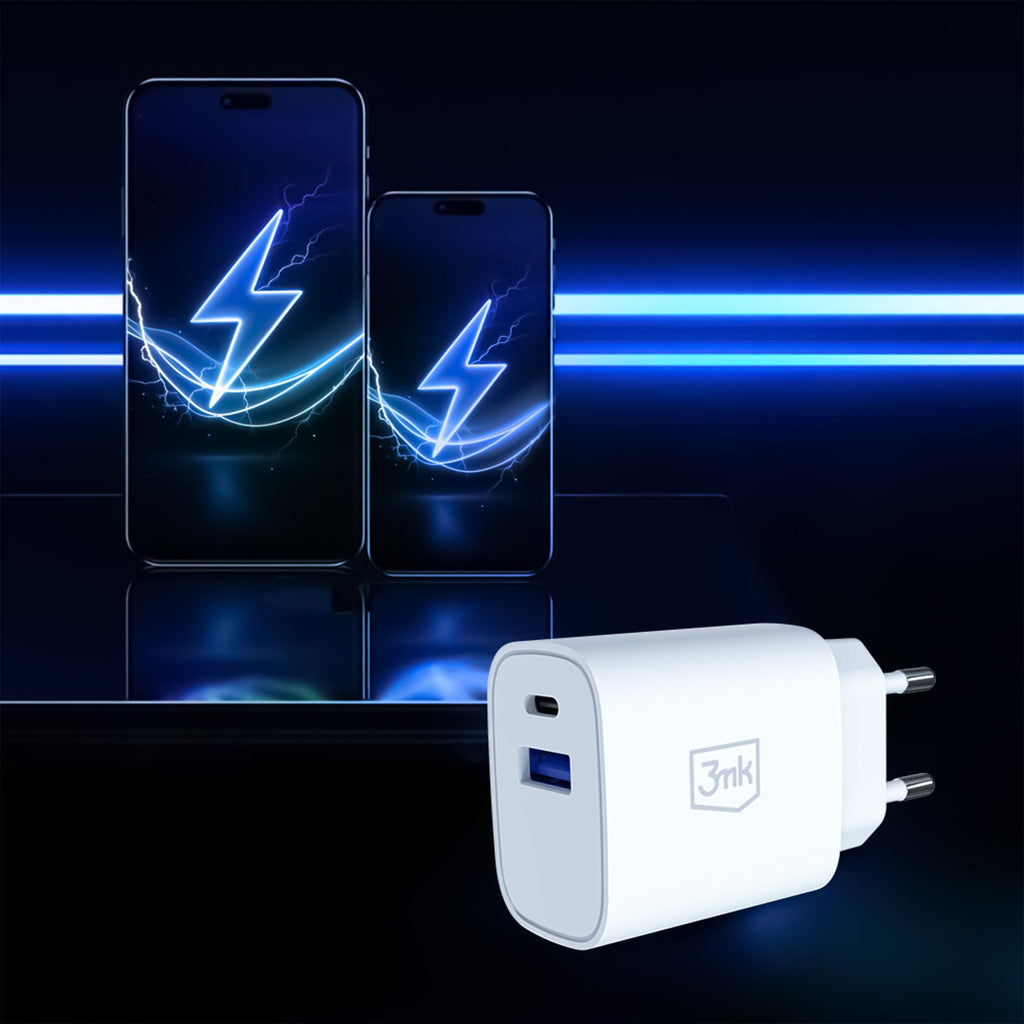 3mk FlowPower 25W 1A1C PD QC4+ sieninis įkroviklis - Baltas -- Cell phone chargers
