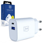 3mk FlowPower 30W 1A1C PD 3.0 QC4+ sieninis įkroviklis - Balta -- Cell phone chargers