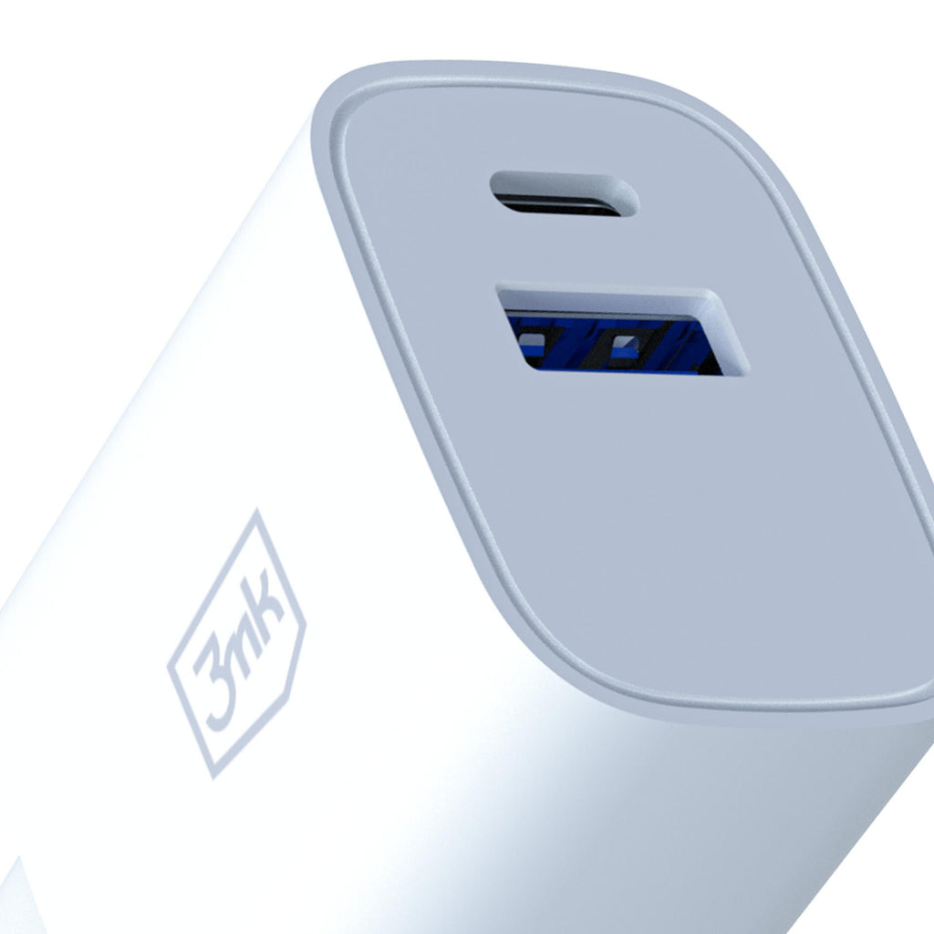 3mk FlowPower 30W 1A1C PD 3.0 QC4+ sieninis įkroviklis - Balta -- Cell phone chargers