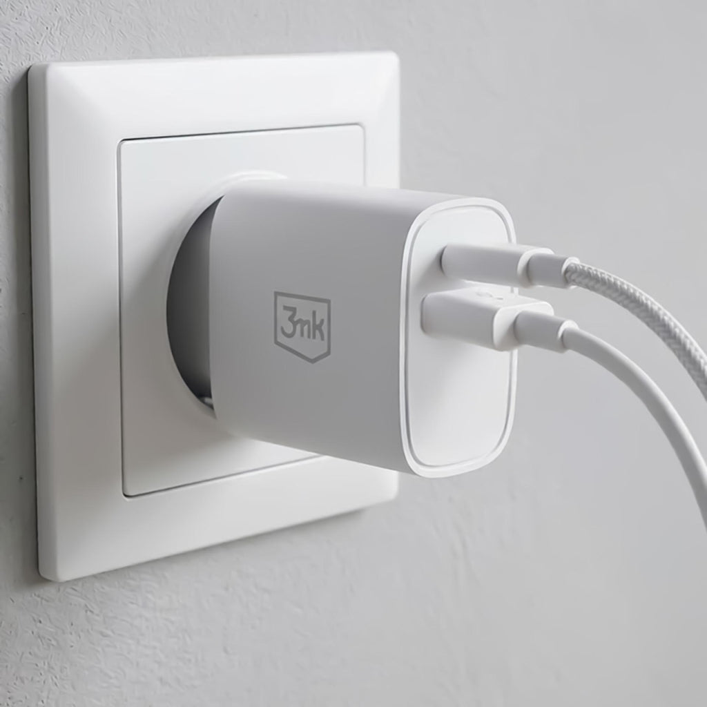 3mk FlowPower 30W 1A1C PD 3.0 QC4+ sieninis įkroviklis - Balta -- Cell phone chargers