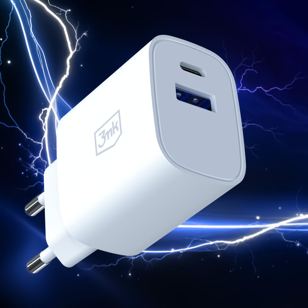 3mk FlowPower 30W 1A1C PD 3.0 QC4+ sieninis įkroviklis - Balta -- Cell phone chargers