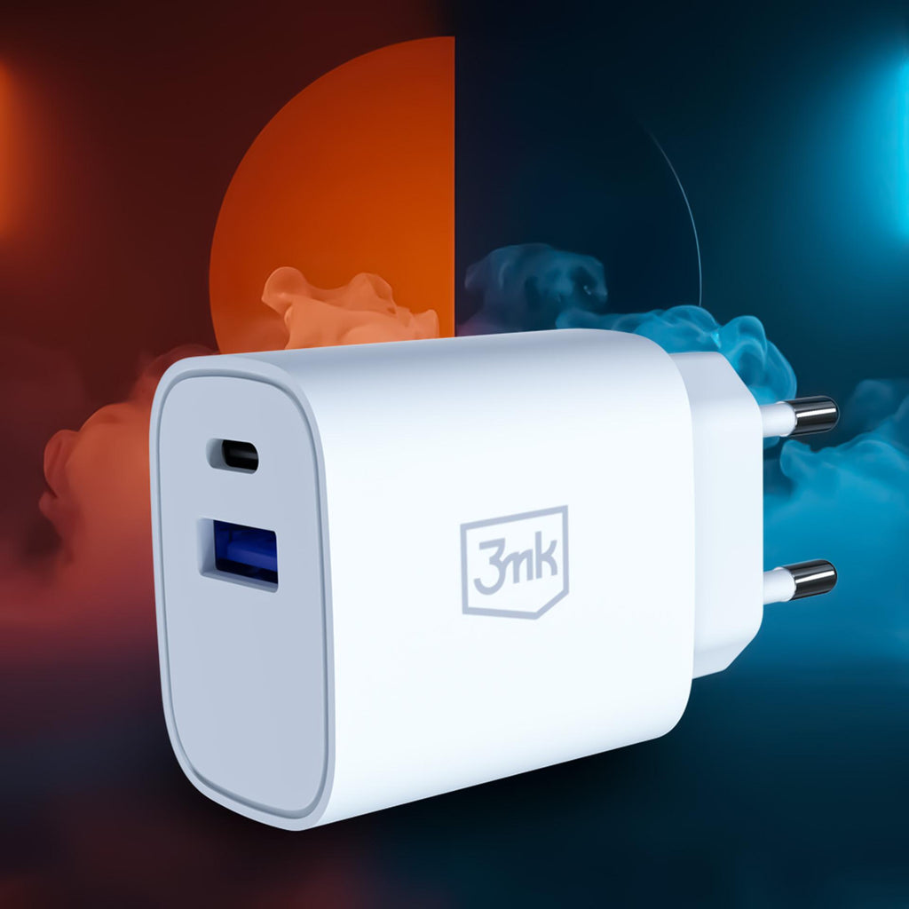 3mk FlowPower 30W 1A1C PD 3.0 QC4+ sieninis įkroviklis - Balta -- Cell phone chargers