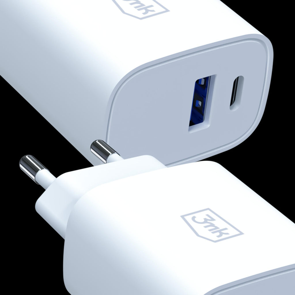 3mk FlowPower 30W 1A1C PD 3.0 QC4+ sieninis įkroviklis - Balta -- Cell phone chargers