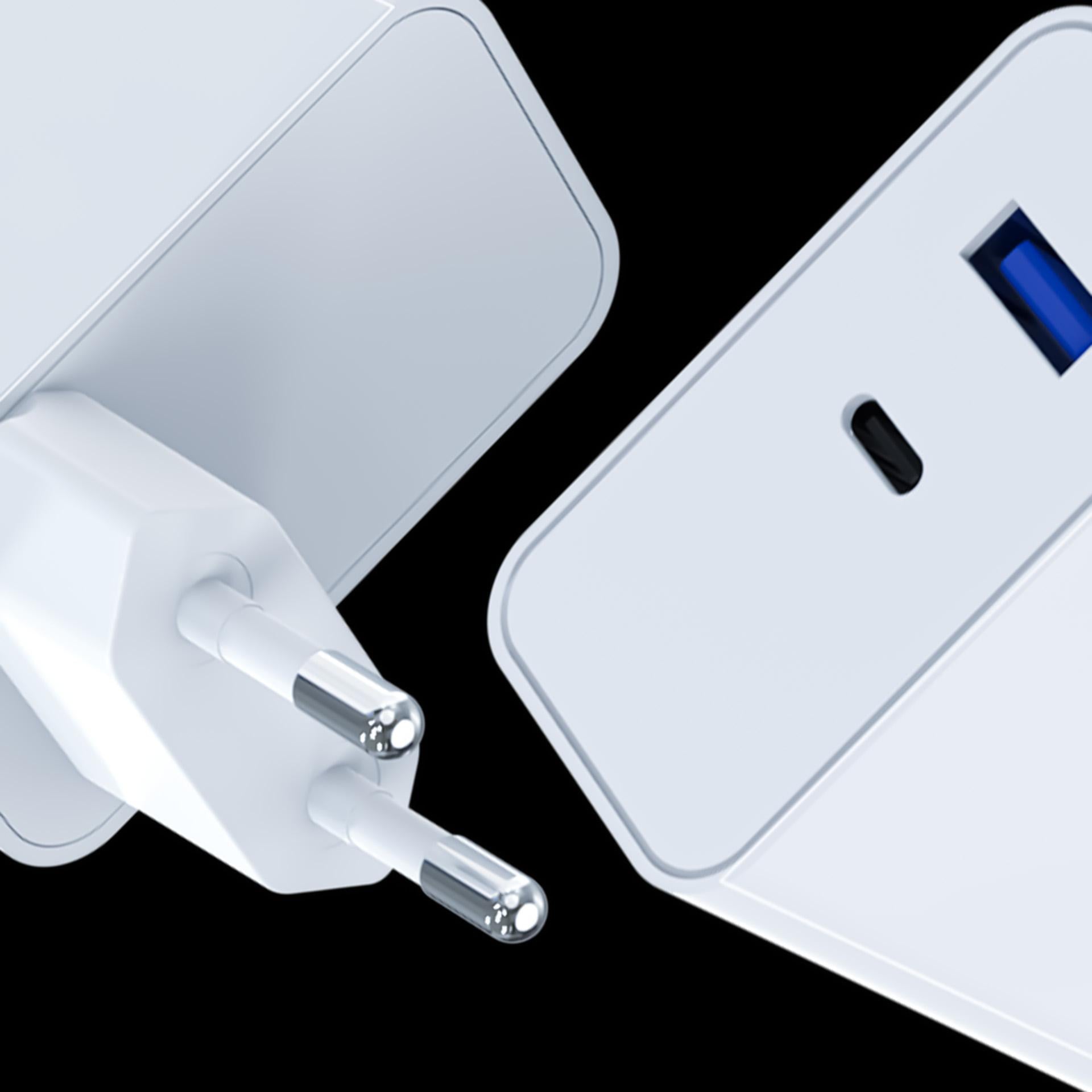 3mk FlowPower 45W 1A1C PD3.0 QC4+ sieninis įkroviklis - Balta -- Cell phone chargers