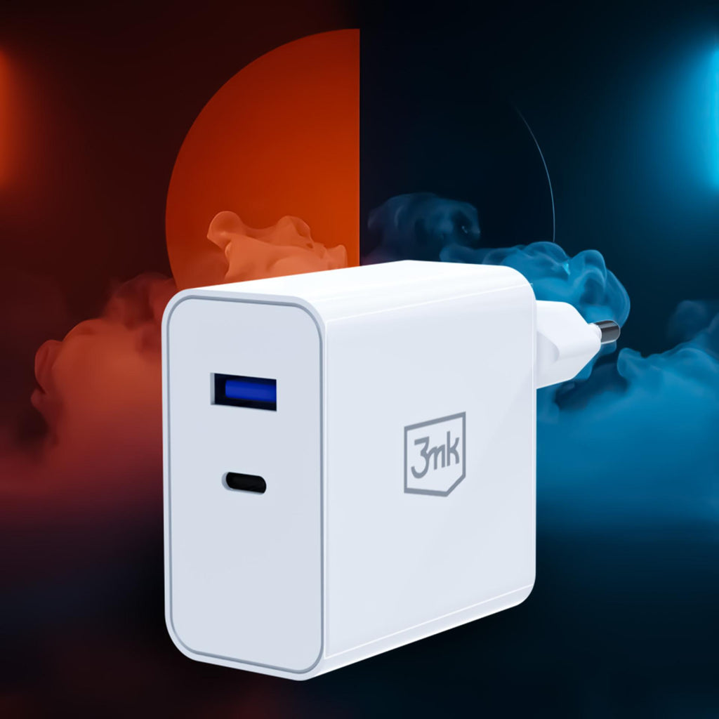 3mk FlowPower 45W 1A1C PD3.0 QC4+ sieninis įkroviklis - Balta -- Cell phone chargers