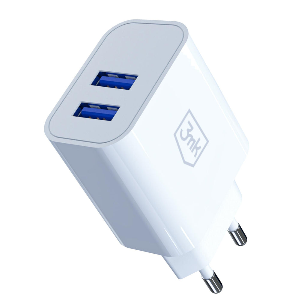 3mk FlowPower 10W 2.4A 2A sieninis įkroviklis - Balta -- Cell phone chargers
