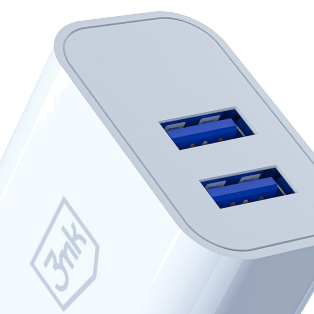 3mk FlowPower 10W 2.4A 2A sieninis įkroviklis - Balta -- Cell phone chargers