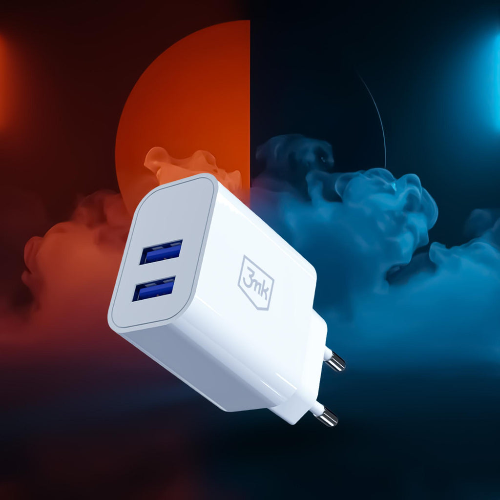 3mk FlowPower 10W 2.4A 2A sieninis įkroviklis - Balta -- Cell phone chargers