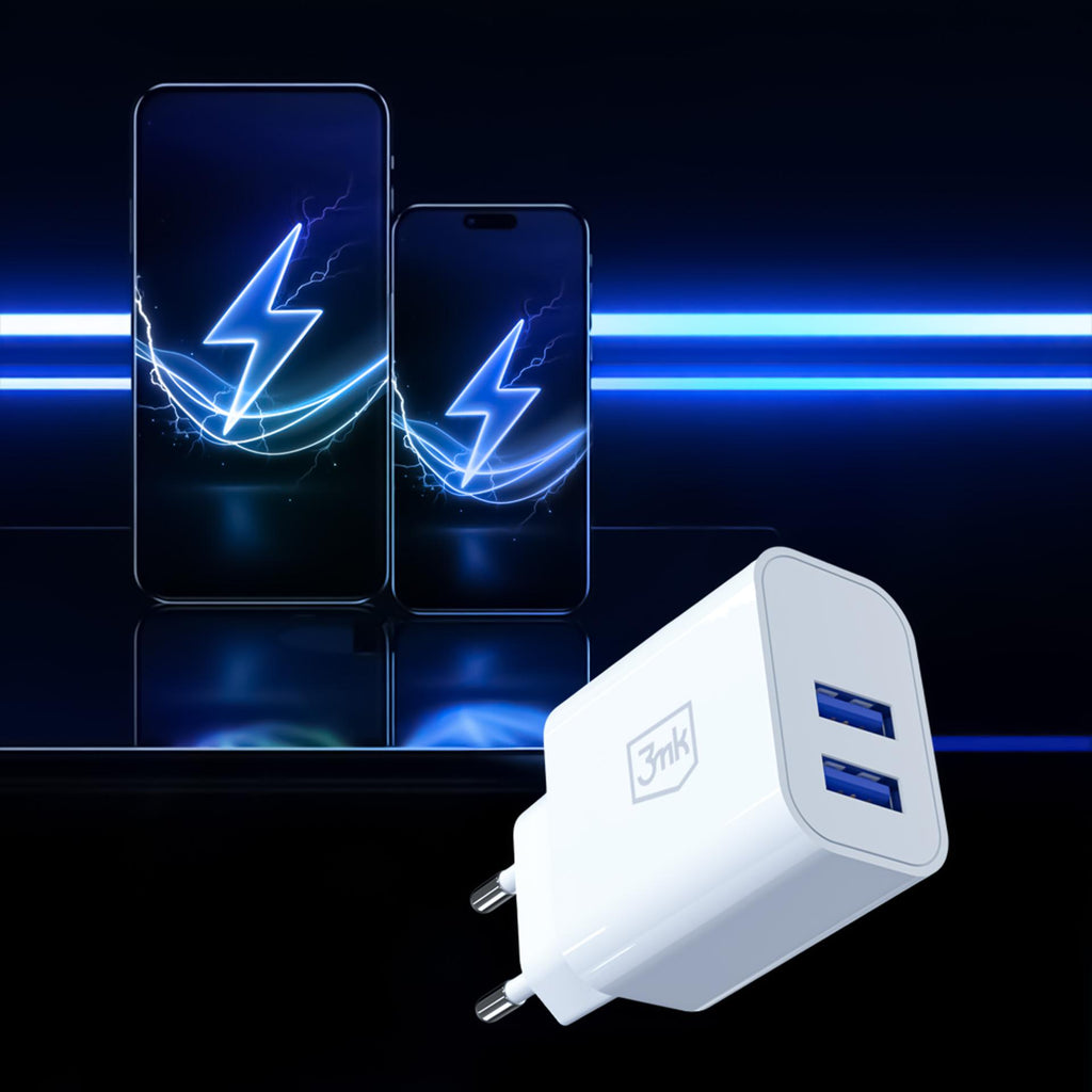 3mk FlowPower 10W 2.4A 2A sieninis įkroviklis - Balta -- Cell phone chargers