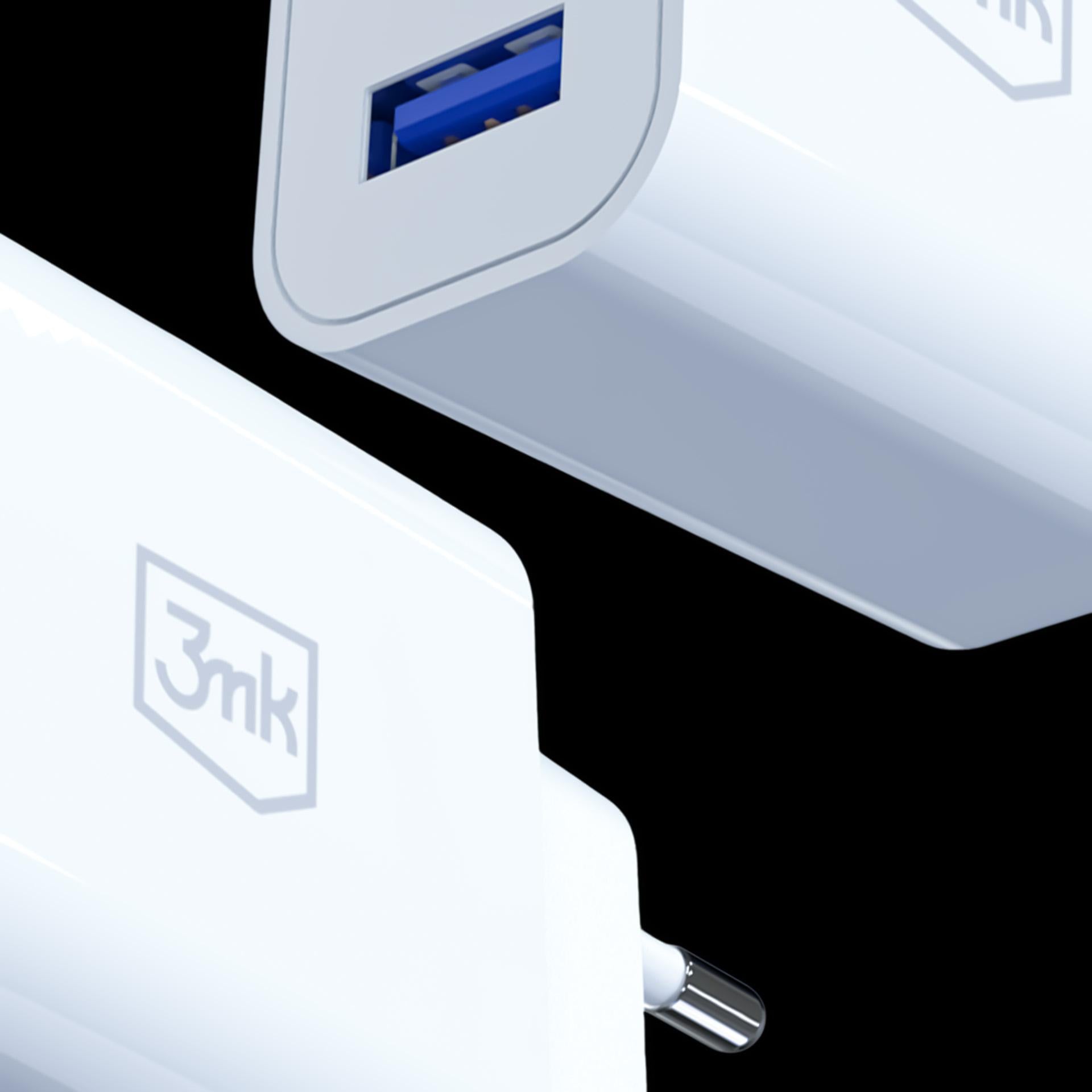 3mk FlowPower 10W 2.4A 2A sieninis įkroviklis - Balta -- Cell phone chargers