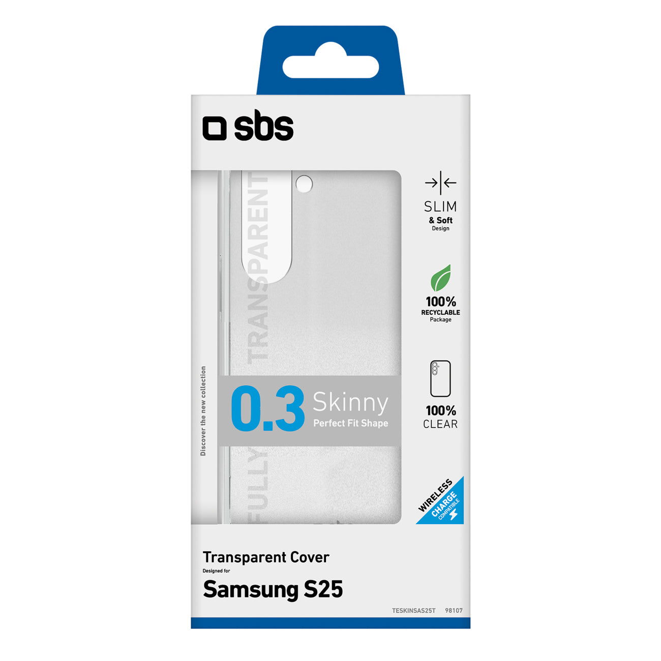SBS skinny cover skirtas Samsung Galaxy S25 - Transparent