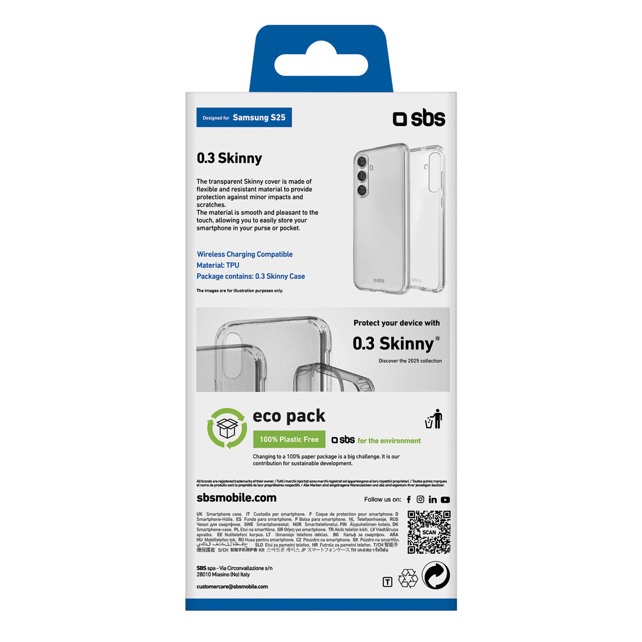 SBS skinny cover skirtas Samsung Galaxy S25 - Transparent