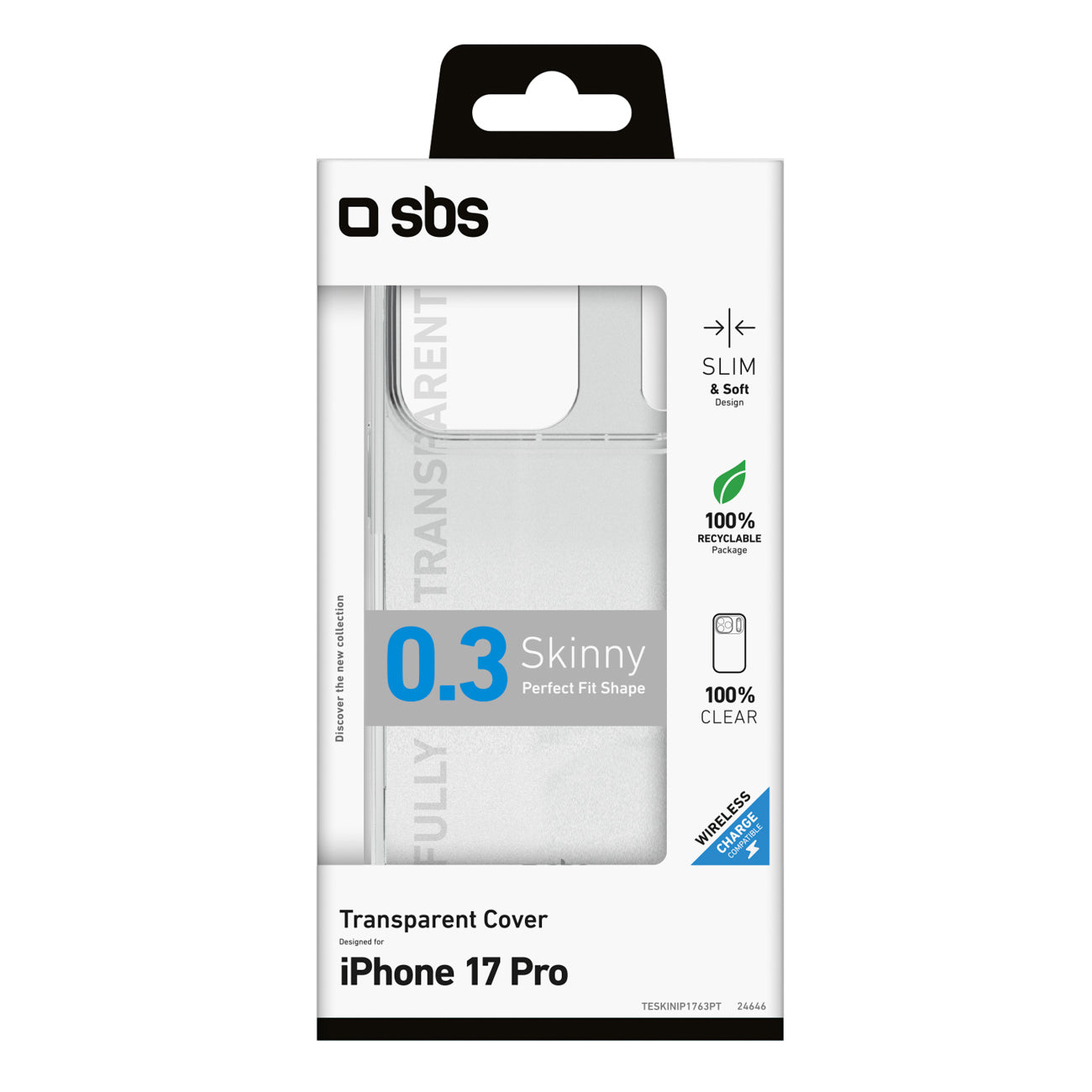 SBS skinny cover skirtas iPhone 17 Pro - Transparent
