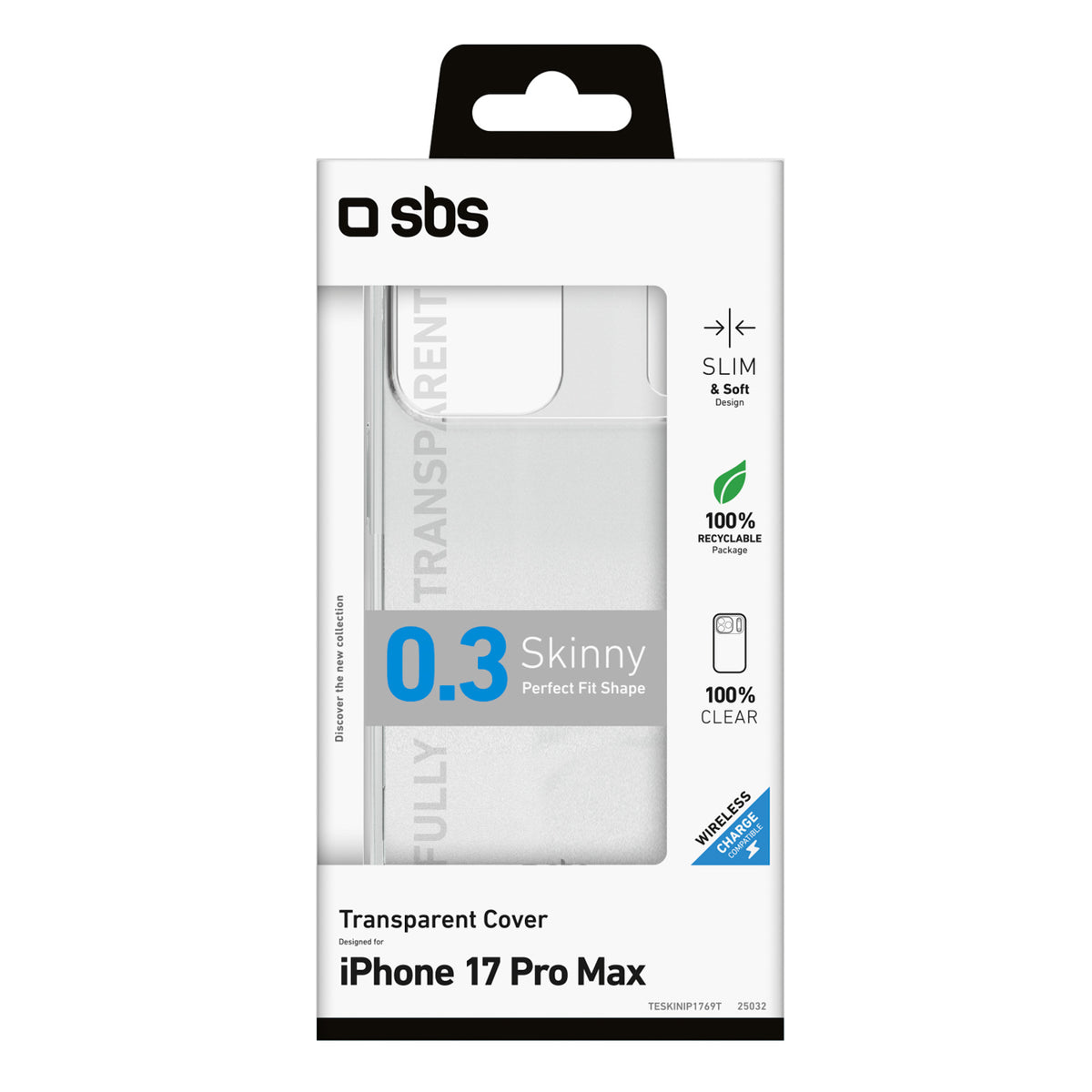 SBS skinny cover skirtas iPhone 17 Pro Max - Transparent