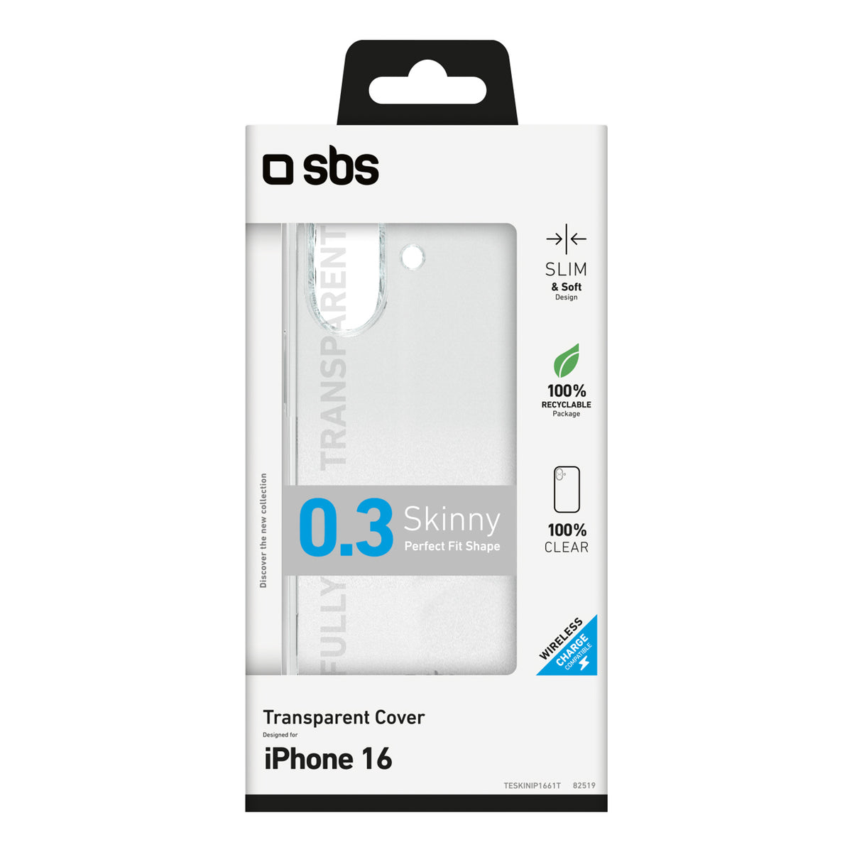 SBS skinny cover skirtas iPhone 16 - transparent