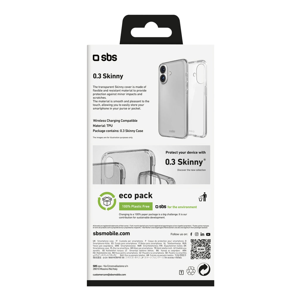 SBS skinny cover skirtas iPhone 16 - transparent