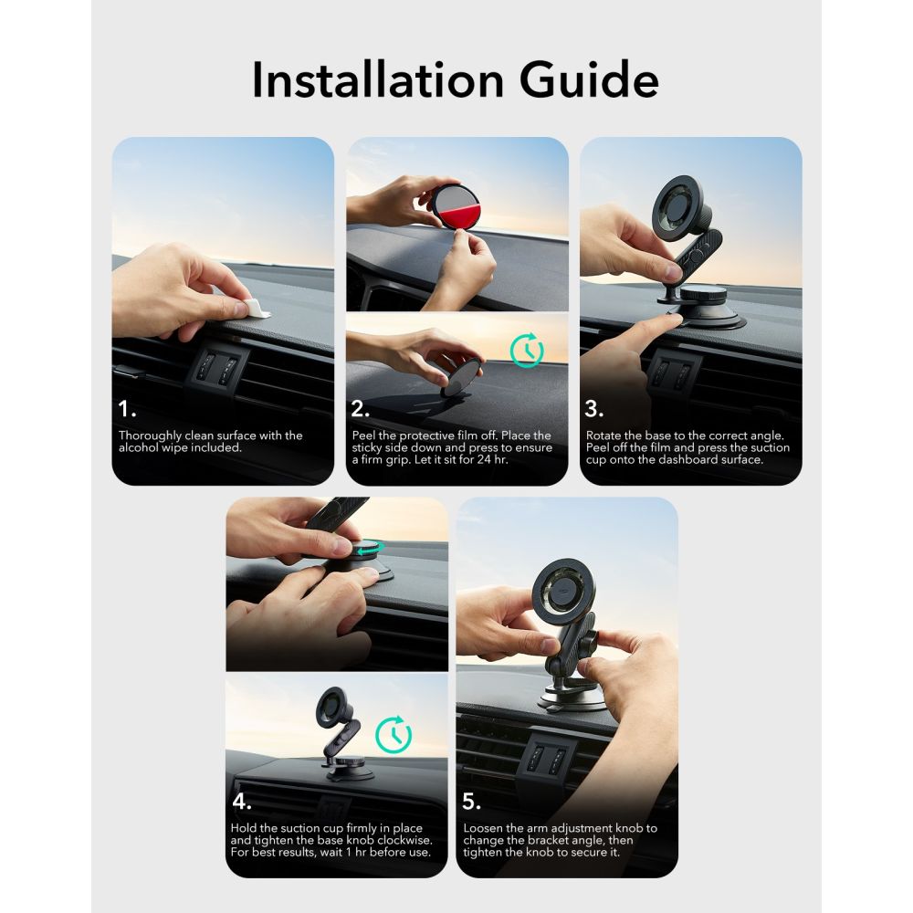 ESR omnilock MagSafe cockpit car mount - juoda -- Cell phone holders