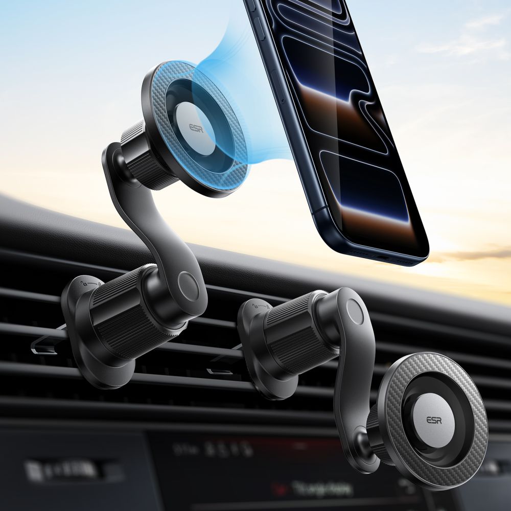 ESR omnilock MagSafe car air vent mount - juoda -- Cell phone holders