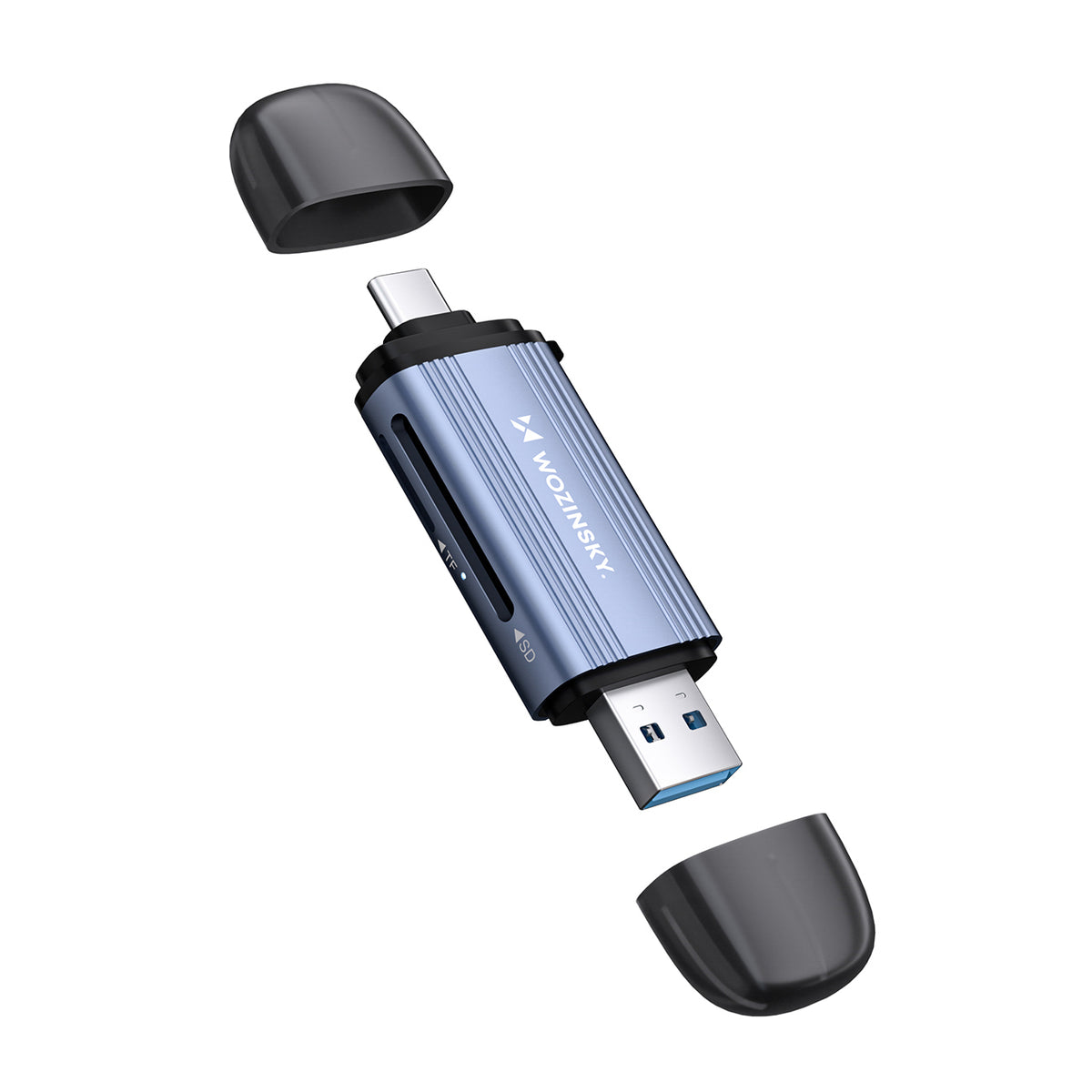 Atminties kortelių skaitytuvas Wozinsky WCR-5G SD ir microSD USB-A 3.0 / USB-C 3.0 aliuminis - pilkas -- Memory Card Readers