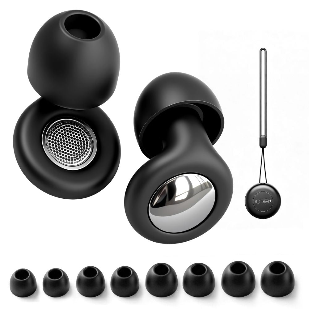 Tech-Protect QuietFit silikoninės ausinės su akustiniu filtru - Juoda -- Uncategorized