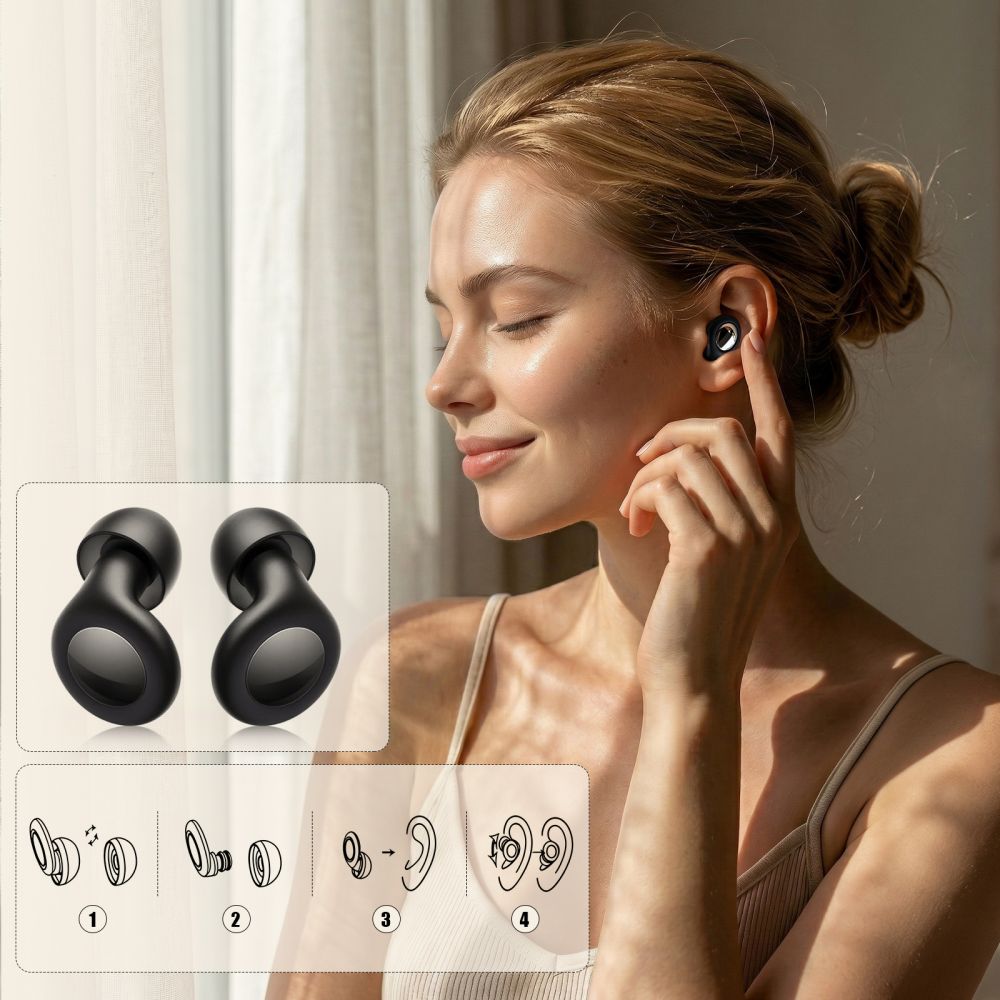 Tech-Protect QuietFit silikoninės ausinės su akustiniu filtru - Juoda -- Uncategorized