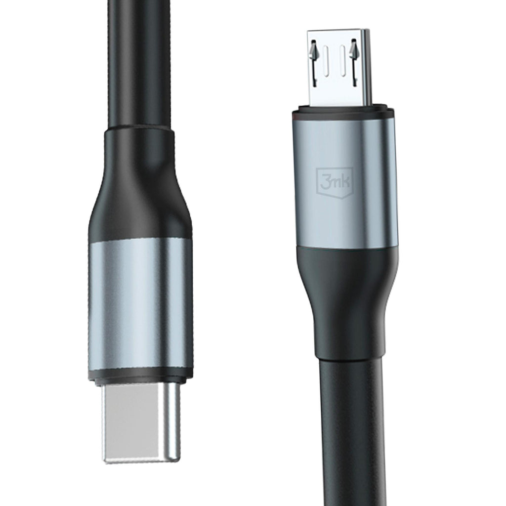3mk Hyper Cable N-SERIES USB-C / MicroUSB 3m QC 3.0 5V/2A 10W - juodas -- Cell phone cables