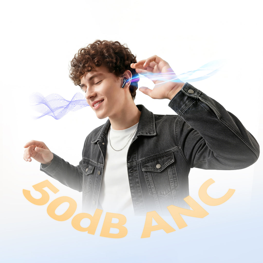 QCY T13 Pro belaidžiai viso orelio triukšmo slopinimo ANC ausimės - balta -- Headphones
