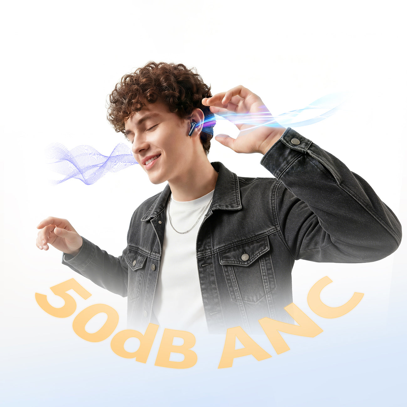 QCY T13 Pro belaidžiai viso orelio triukšmo slopinimo ANC ausimės - balta -- Headphones