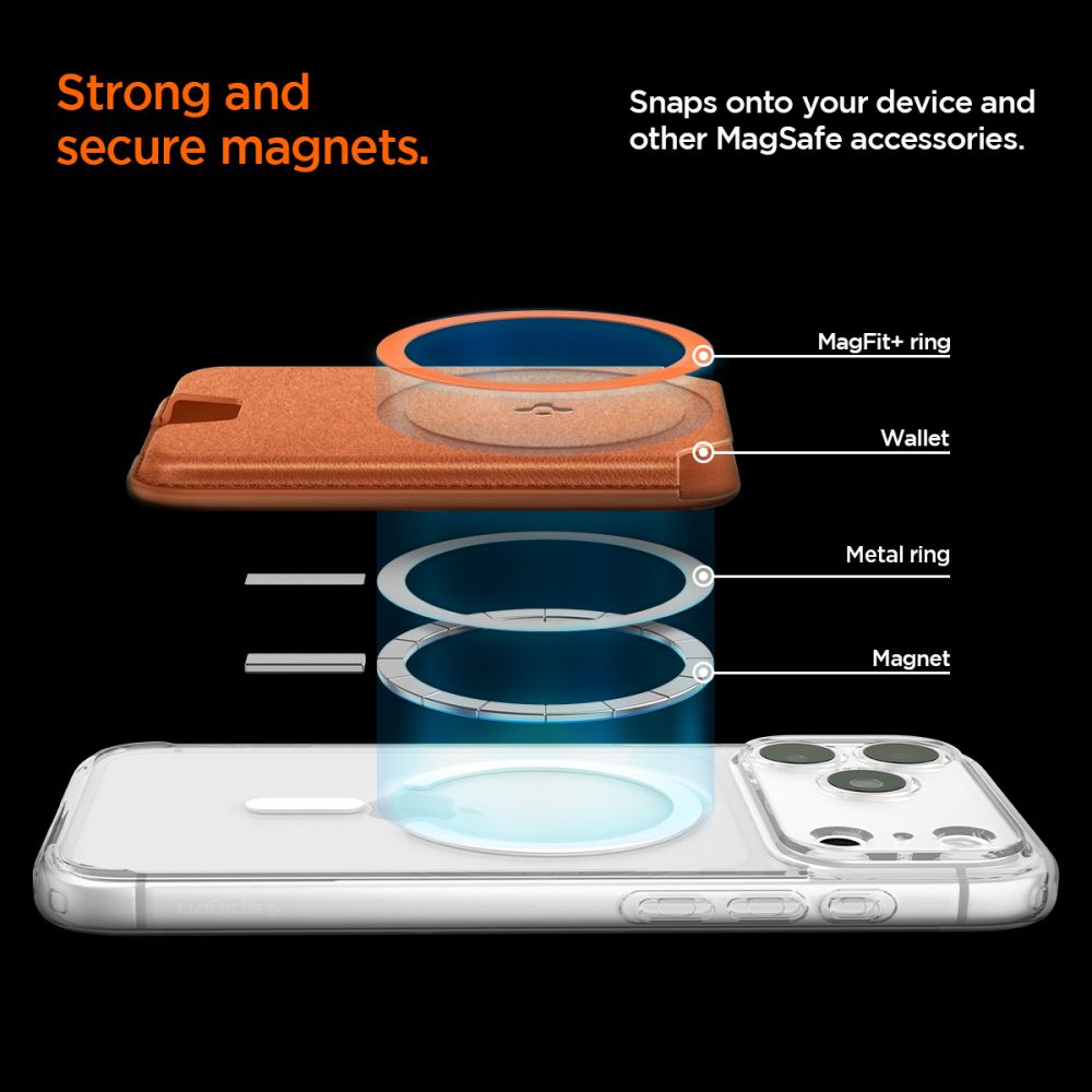 Spigen Valentinus MagFit+ MagSafe magnetinis telefono piniginė - oranžinė -- Uncategorized