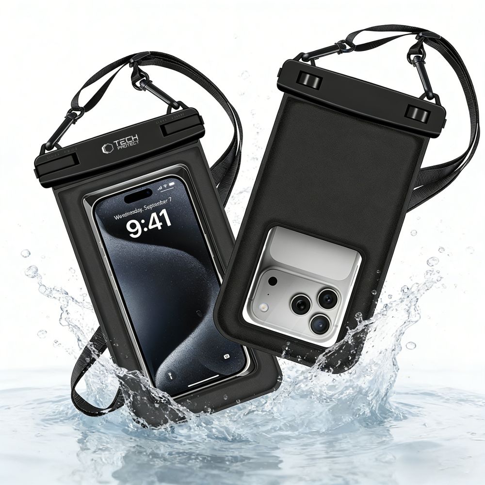 Tech-Protect UWC7 vandeniui atsparus dėklas 6,9" - Juodas -- Cell phone cases and covers