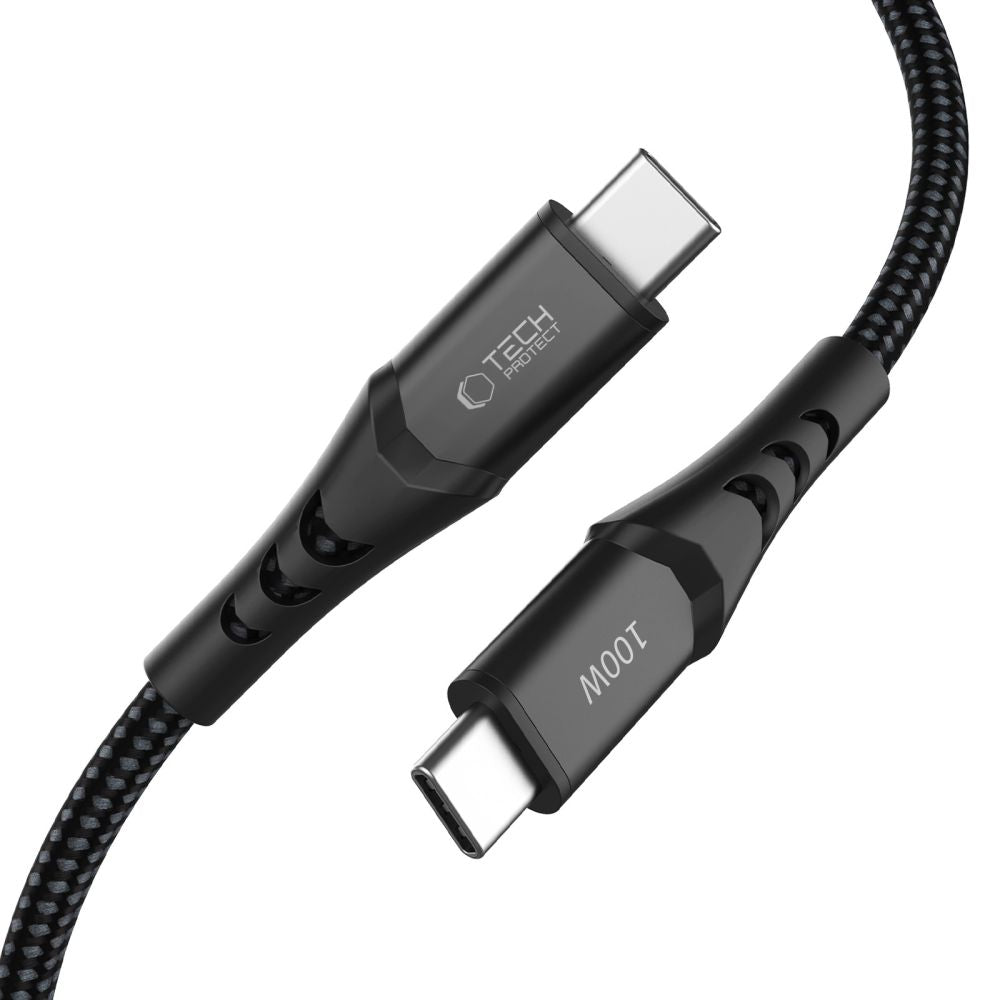 Tech-Protect Ultraboost UB11T USB-C / USB-C PD 100W / QC3.0 Kabelis 200 cm - Juodas -- Cell phone cables