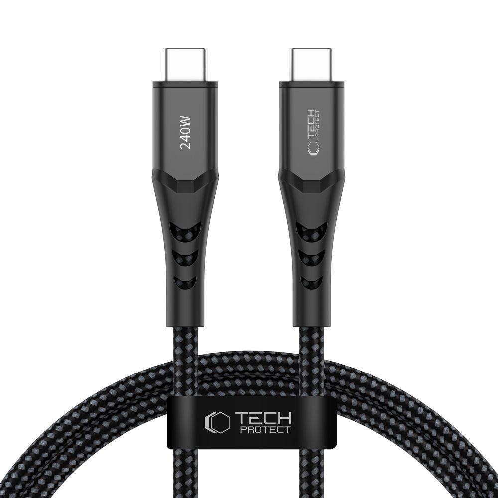 Tech-Protect Ultraboost UB11T USB-C / USB-C PD 240W / QC3.0 Kabelis 100 cm - Juodas -- Cell phone cables