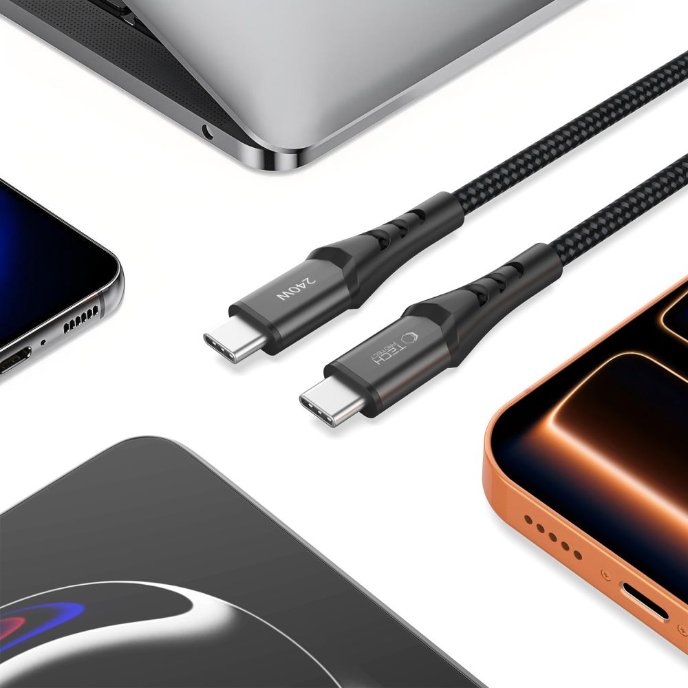 Tech-Protect Ultraboost UB11T USB-C / USB-C PD 240W / QC3.0 Kabelis 100 cm - Juodas -- Cell phone cables