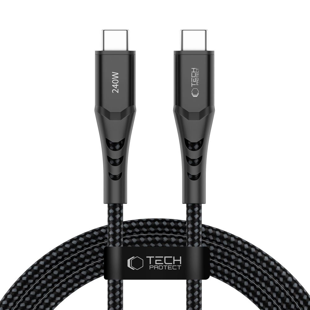 Tech-Protect Ultraboost UB11T USB-C / USB-C PD 240W / QC3.0 Kabelis 200 cm - Juodas -- Cell phone cables
