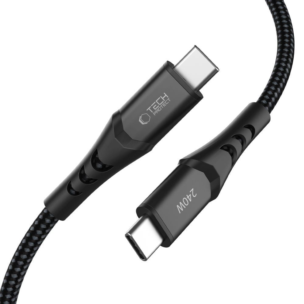 Tech-Protect Ultraboost UB11T USB-C / USB-C PD 240W / QC3.0 Kabelis 200 cm - Juodas -- Cell phone cables