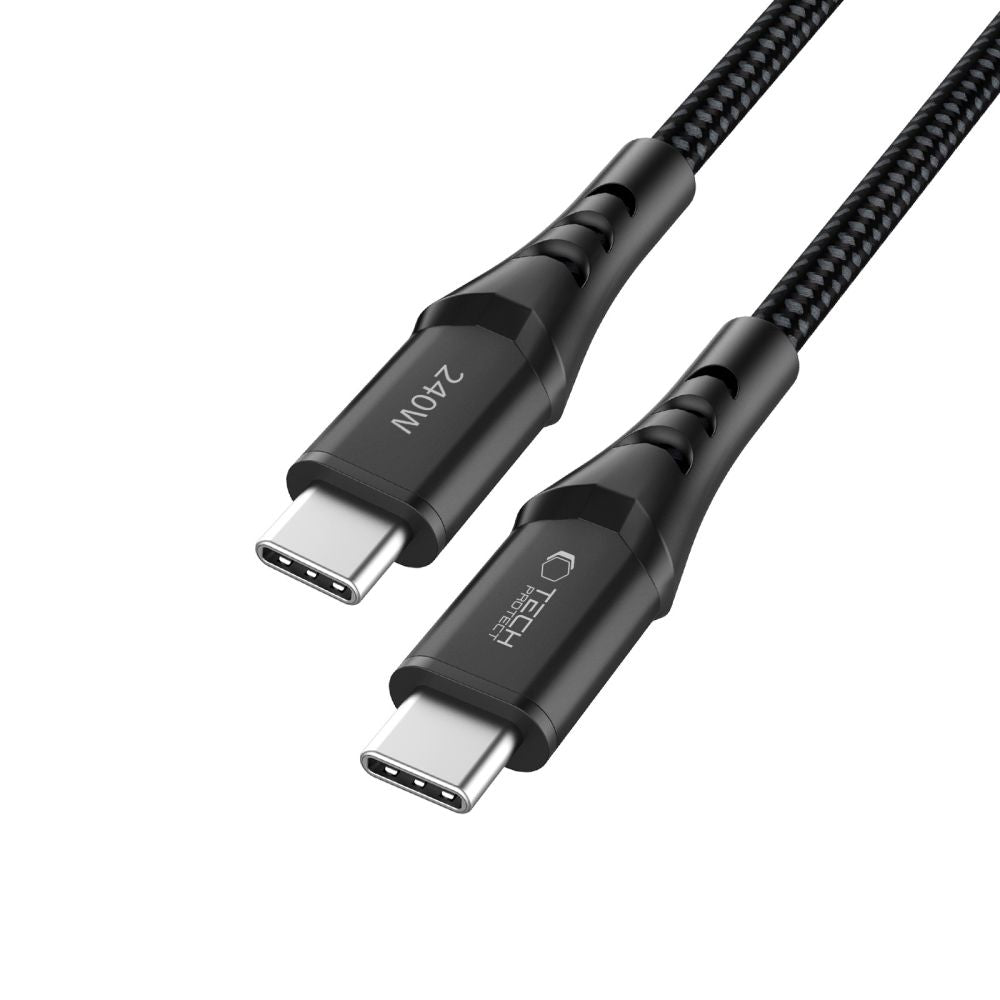 Tech-Protect Ultraboost UB11T USB-C / USB-C PD 240W / QC3.0 Kabelis 200 cm - Juodas -- Cell phone cables