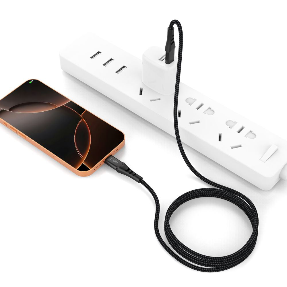 Tech-Protect Ultraboost UB11T USB-C / USB-C PD 240W / QC3.0 Kabelis 200 cm - Juodas -- Cell phone cables