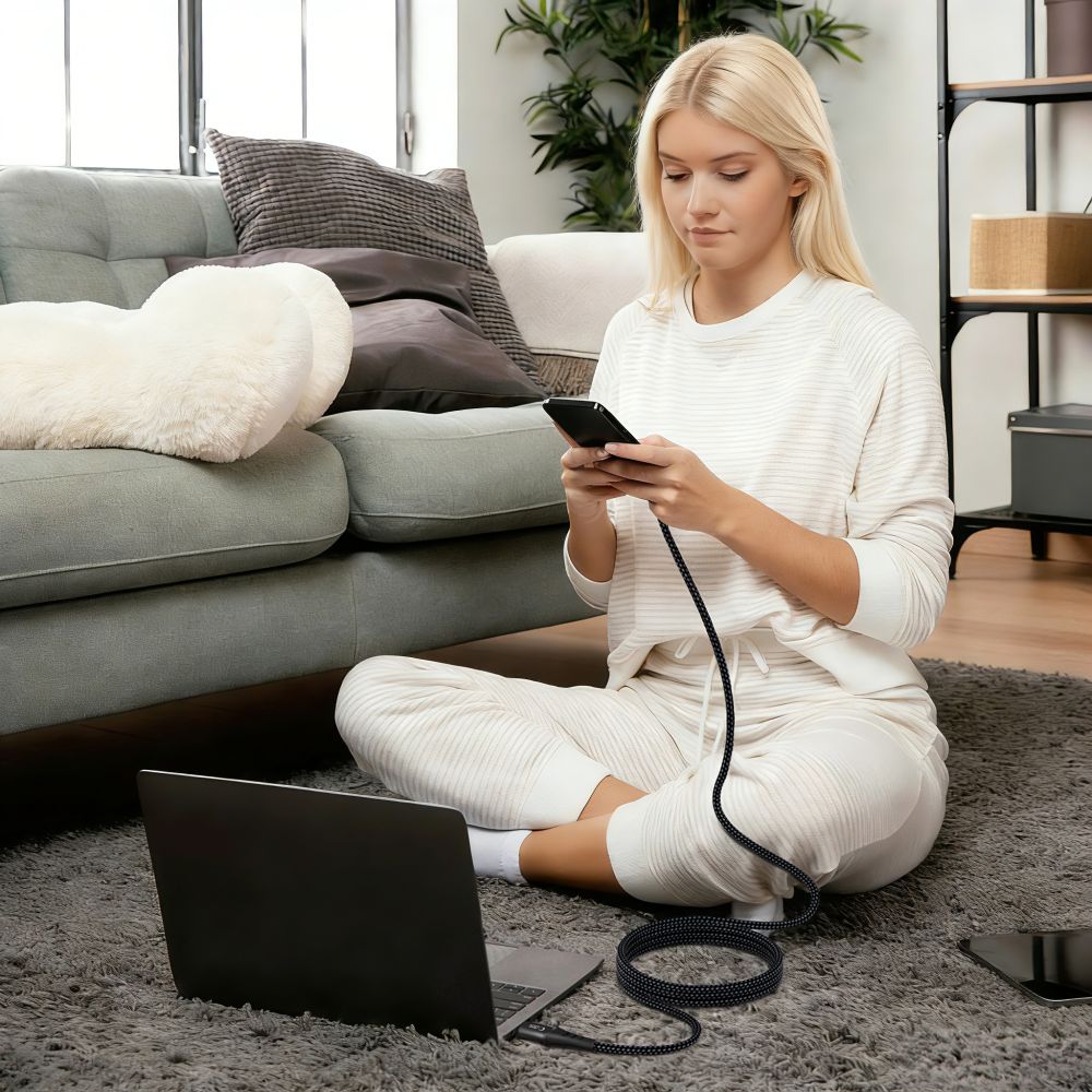 Tech-Protect Ultraboost UB11T USB-C / USB-C PD 240W / QC3.0 Kabelis 200 cm - Juodas -- Cell phone cables