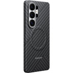 Samsung Carbon Magnet Case, skirtas Samsung Galaxy S26 Ultra, suderinamas su MagSafe - pilkas -- Samsung Galaxy S26 Ultra