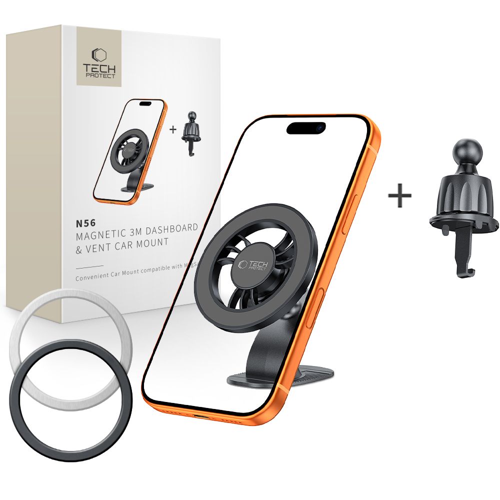 Tech-Protect N56 automobilinis laikiklis prietaisų skydeliui/oro grotelėms - Juodas -- Cell phone holders
