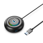 Orico YXR4-U3 RGB USB Hub 4 prievadų USB-A 3.0 su audio/mikrofoniniais prievadais 0.3m - Juoda -- USB Hubs