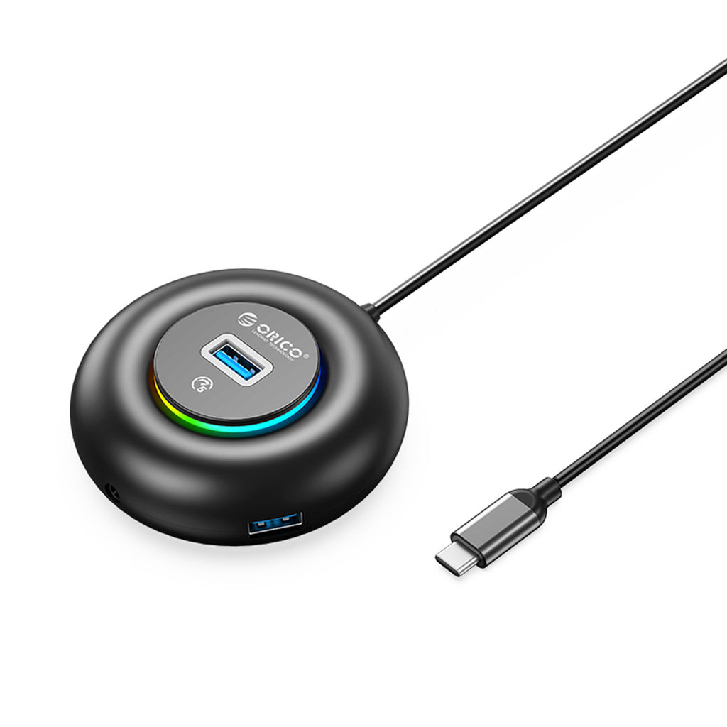 Orico YXR4-C3 RGB USB Hub 4 prievadų USB-A 3.0 su Audio/Microphone prievadu 1,8 m – Juoda -- USB Hubs