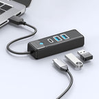 Orico PWC2U-U3 3 prievadų USB šalintuvas 2x USB-A 3.0 1x USB-C 3.0 0,15 m - juoda -- USB Hubs